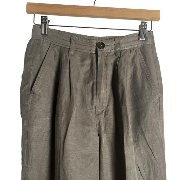 Anine Bing Carrie Pleated Wide Leg Linen High Waist Trouser Pants Size XS - Picture 6 of 15